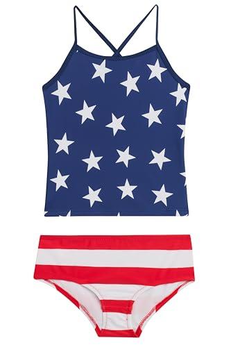 Kanu Surf Girls' Melanie Beach Sport 2-pc UPF 50+ Banded Tankini, USA Red/White/Blue Size: kids 8