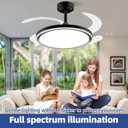 BAYSQUIRREL Slim Retractable Ceiling Fan with Light and APP/Remote Control, 42in Modern Smart RGB Ceiling Fan with Bluetooth Speaker, Dimmable Full Spectrum with Memory, 6-Speed Reversible Fan, Black