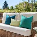 EMEMA Decorative Outdoor Waterproof Throw Pillow Covers Farmhouse Broadside Pillowcase Soft Outside Classic Cushion Cases for Patio Furniture Garden Sofa Set of 2 18x18 Inch Turquoise