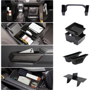 4PCS for Ford Bronco Accessories 2024 2021 2022 2023 2/4 Door Auto Car Interior Bronco Accessories Console Shifter Storage,Glove Box Dividers Organizer,Door Handle Organizer,Armrest Storage Box