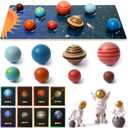 Wooden Solar System Model BoardKids Solar System with Astronauts Montessori Planet Toys,Educational Planets Balls,Preschool Learning PuzzleSpace Knowledge Flash Cards Learning Toys for Kids