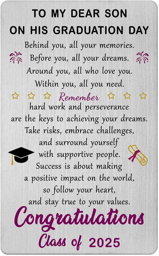 CPLJW Son Graduation Card - Class of 2025 Gifts for Son, Son's High School & College Graduation Cards for Him
