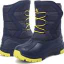 Unisex-Child Snow Boots Winter Waterproof Slip Resistant Cold Weather Shoes (Toddler/Little Kid/Big Kid) (T5 Blue/ Yellow 35)