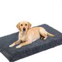 Orthopedic Dog Bed for Large Dogs, Dual-Layer Memory & Egg-Crate Foam, Washable Warm Winter Plush Cover, Waterproof Liner, Non-Slip Bottom, Crate/Kennel Pad, 41 x 27 Inch, Dark Gray