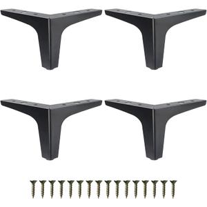 GOSCHE 4 Inch Metal Furniture Legs Black, Legs for Furniture Set of 4, Modern Style Replacement Couch Legs for Dresser Chair Bed Cabinet Table Ottoman Cupboard DIY Replacement Sofa Feet