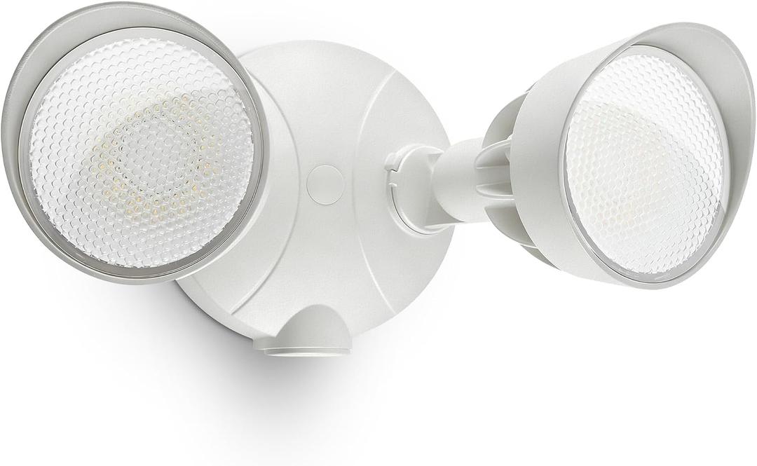 45W 5500LM Outdoor Flood Lights, Dual Head Wall Switch Controlled LED Exterior Flood Light, 5000K Daylight, IP65 Waterproof Hardwired Security Light for Outside Garage Yard (White), 1 Pack