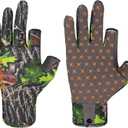 BASSDASH Unisex Fingerless Camo Hunting Gloves for Men's Women's Early Season Warm Weather UPF 50+ Lightweight Fishing Photography HG03 (Medium)