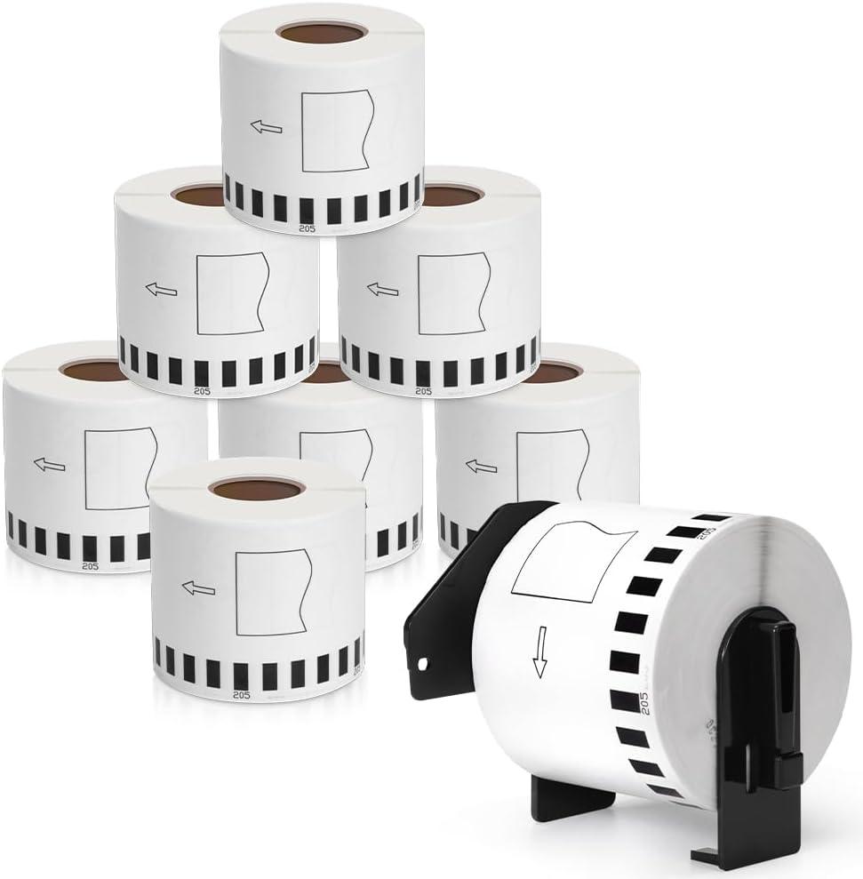 MarkDomain DK-2205 Compatible with Brother DK2205 (2.4 in X 100 Ft) Label Maker Tape Use with QL-800 QL 600 810W 820nwb Printer - 8 Continuous White Paper Rolls + 1 Frame