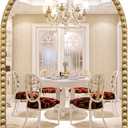 Arched Mirror for Wall, 24"x36" Gold Arch Bathroom Vanity Mirror, Metal Floral Frame Decorative Arch Wall Mirror, Antique Gold Arched Mirror for Washroom, Bedroom, Entryway, Living Room