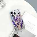 Case Compatible with iPhone 17 Pro,Glossy Hybrid 2-Layer Hard Shell,Shockproof Soft for Girl Women,Lavender Flower Purple Stained Glass