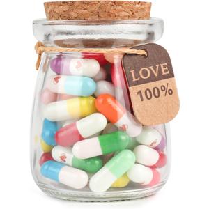 Capsule Letters Message in a Bottle,Happy Pills Notes,Message Love Letter Birthday Christmas Anniversary Valentines Mothers Day Gifts. (heart-shaped 55pcs)