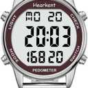Hearkent Women Pedometer Watch for Walking Steps and Miles-Step Counter for Calories,30M Waterproof-EL Backlight-Countdown-Stopwatch-No App Step Tracker for Adults Seniors (Red)