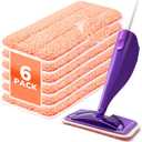 Power Scrubbing Reusable Mop Pads for Swiffer Wet Jet Mops (6 Pack), Wet Jet Refills, Wet Pads Refill, Washable Microfiber Mop Pads for Floor Cleaning Wet Dry Use