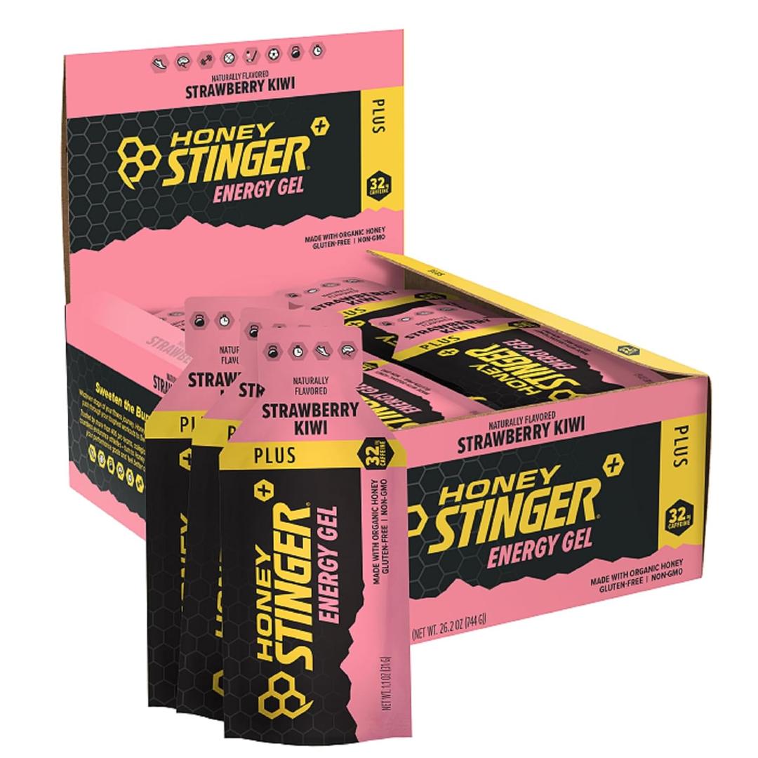 Honey Stinger Strawberry Kiwi Energy Gel, Caffeinated & Gluten Free with Organic Honey, for Exercise, Running and Performance, Sports Nutrition for Home & Gym, Pre and Mid Workout, 24 Pack BB 03/10/27