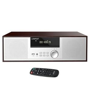 LONPOO Stereo Shelf System for Home, Vintage CD Player 40W RMS Micro Mini System with Remote Control, Bluetooth, FM Radio, USB MP3 Playback & Aux-in,Silver
