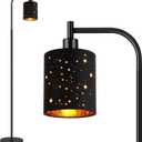 Gothic Industrial Floor Lamp with Starry Laser Cut Shade, 67" Black Metal Standing Lamp with 6W LED Bulb,Foot Switch, Perfect Halloween Spooky Home Decor,Tall Floor Lamp for Bedroom, Living Room,Black