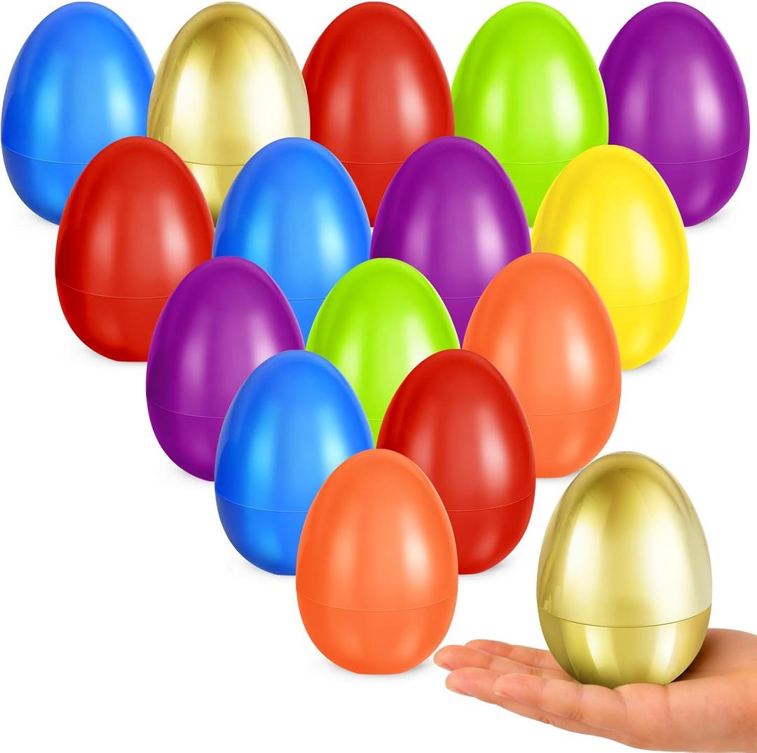 Letapapa 3.5'' Easter Eggs, 36 Pcs Empty Colorful Eggs Plus 1 Golden Eggs for Kids, Large Fillable Plastic Egg for Easter Hunt, Filling Treats for Easter Basket Stuffers, Party Favors Decoration