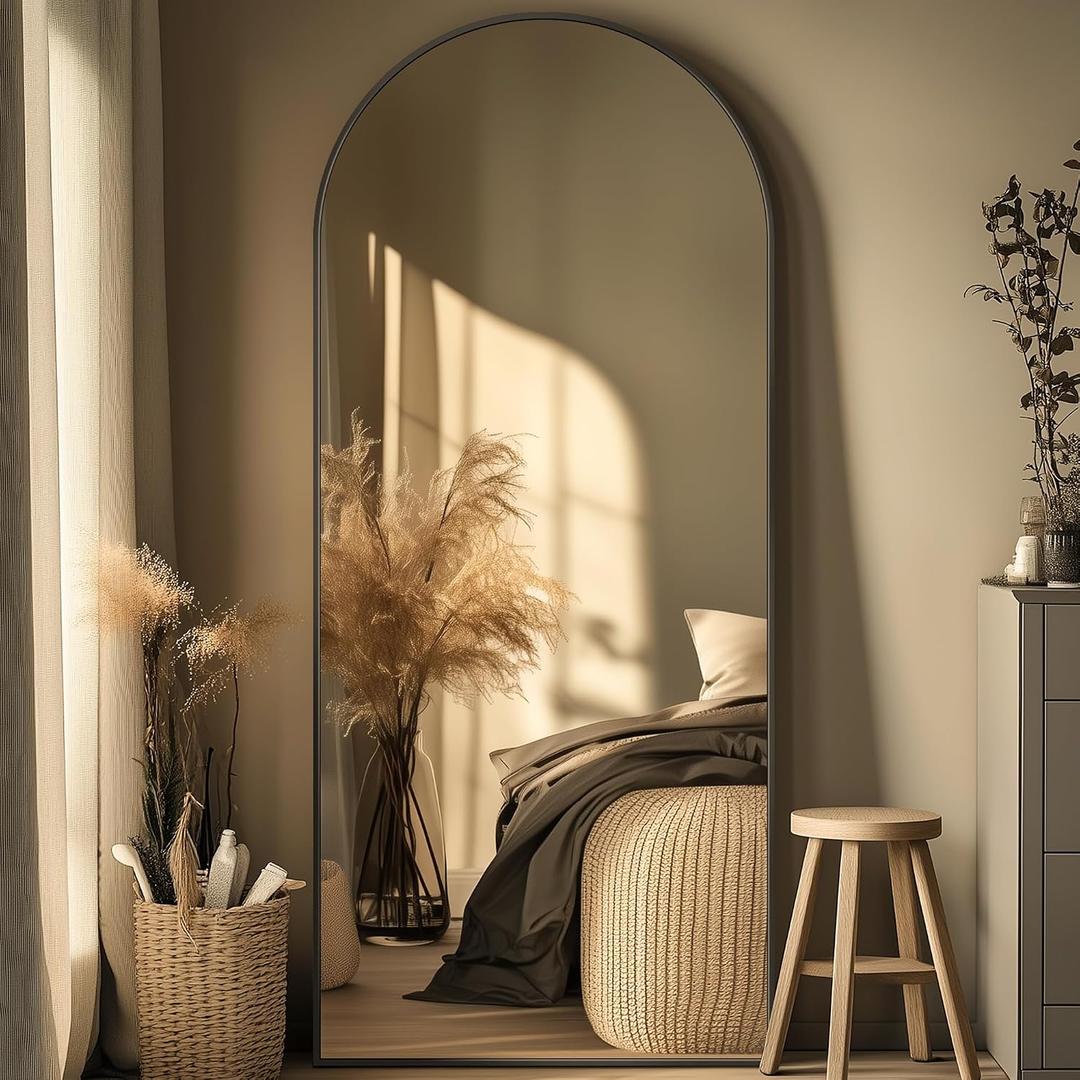71"x28" Arched Full Length Mirror, Standing Floor Mirror, Black