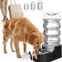 RIZZARI Dog Water Bowl Dispenser : 8L Gravity Large Black Stainless Steel Automatic Feeder with Triple Filter - No Spill - Easy Clean - for Energetic Dog Owners - Multi-Pet Families -Backyard -Balcony
