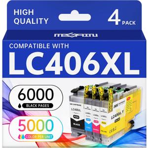 MEGAIN LC406XL Ink Cartridges Replacement for Brother LC 406XL LC406 XL for MFC-J5855DW MFC-J6555DW MFC-J4535DW MFC-J4335DW MFC-J6955DW MFC-J4345DW MFC-J5955DW Printer(with Chip, Pigment Ink)