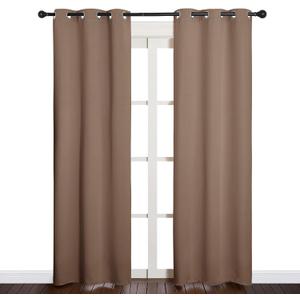 NICETOWN Window Draperies Blackout Curtain Panels, Window Treatment Thermal Insulated Solid Grommet Blackout Drapes for Bedroom (One Pair, 34 by 84 inches, Cappuccino)