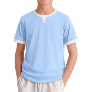Boys Shirts Short Sleeve Color Block T-Shirts Baseball Kids Casual Geometric Tees Summer Fashion Crew Neck Tops, 9-10 Years