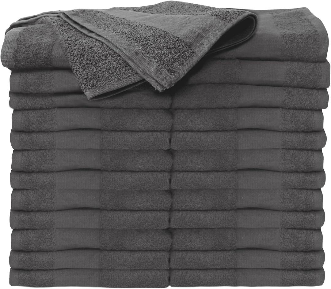 ForPro Professional Collection Premium Bleach Tough Salon Towels, Cool Grey, 100% Cotton, Bleach-Proof Towels, Stain Resistant, 16" W x 27" L, 24-Count