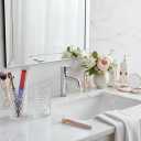 Bathroom Toothbrush Holder Set, 11oz Clear Glass Toothbrush Holder and Bathroom Tumbler Cup Set, Decorative Countertop Storage Cups Organizer for Toothpaste, Brushes