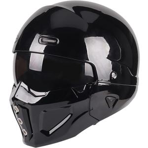 Open Face Full face Helmet Motorcycle Modular Helmets for Unisex-Adult Street Bike Cruiser Scooter DOT Approved (X-Large, Gloss Black), (8658X)