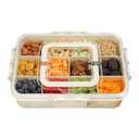 Snack Box Container for Kids - Adjustable 12-Compartment Snack Containers, Reusable Bento Box, Dishwasher Safe, BPA-Free, Perfect for School, Travel, Camping & Picnic, Ivory White