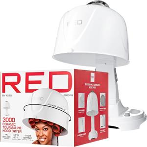 Red by Kiss 3000 Ceramic Tourmaline Professional Hood Dryer, 4 Heat Settings Blow Dryer for Home & Salon, Height Adjustable Convenient Big Hood Size Extra Coverage (1875 Wattage)