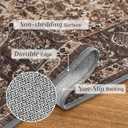 RYB HOME Washable Round Area Rug 5ft for Living Room, Floral Pattern Vintage Boho Rug for Bedroom, Soft Faux Wool Non Shedding Carpet for Dining Room Office Guest Room, Brown