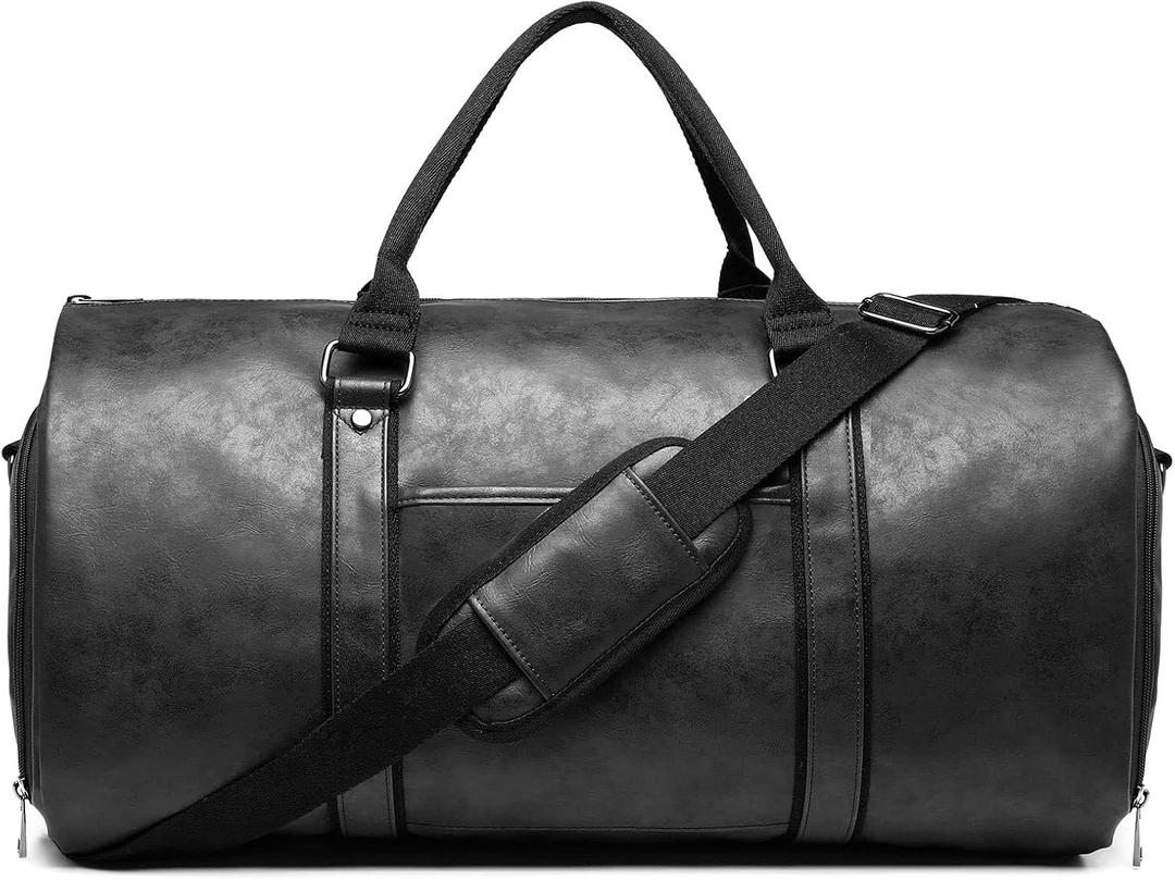 Men’s Duffle Bag, Large Capacity Overnight Sports Bag with Zipper Closure, Waterproof PU Leather Weekend Bag for Fitness, Travel & Daily Use