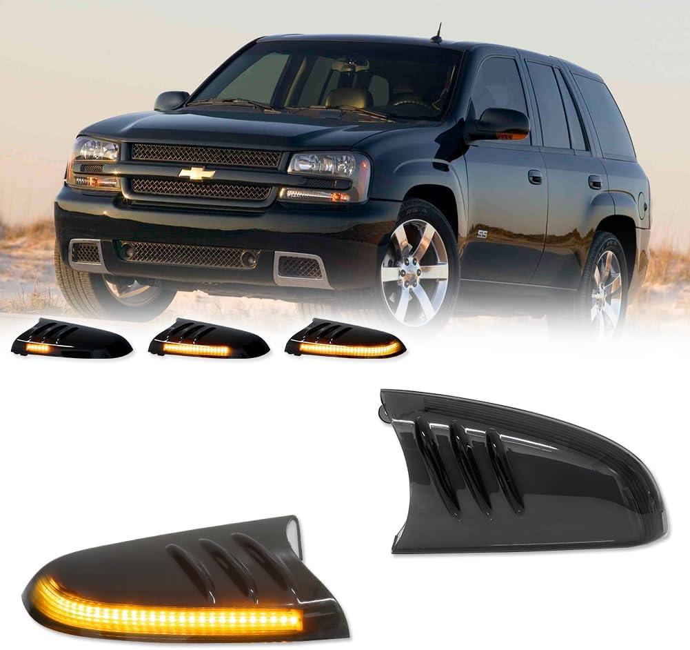 Smoked Lens Amber LED Side Mirror Turn Signal Lights for 2004-2007 Buick Rainier, 2002-2009 Chevrolet Trailblazer GMC Envoy & 2002-2004 Oldsmobile Bravada, 2 pcs