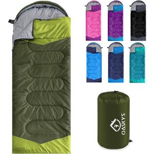 oaskys Camping Sleeping Bag - 3 Season Warm & Cool Weather - Summer Spring Fall Lightweight Waterproof for Adults Kids - Camping Gear Equipment, Traveling, and Outdoors (50-80F Everyday 3 Season - Olive Green)