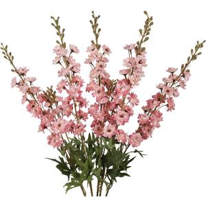 IPOPU Pink Artificial Delphinium Flowers 33.5" Long Stem Artificial Flowers Vintage Pink Fake Flowers for Wedding Centerpieces for Home Tables Party DecorVintage Pink