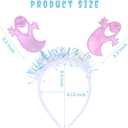 3 Pack Halloween Ghost Headband, Sparkly Bopper Ghost Hair Accessories w/Silver Tinsel | Fun Animated Look | Lightweight & Comfortable | One Size Fits Most Teens & Adults - Pink, Purple & White