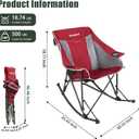 SUNNYFEEL Oversized Folding Rocking Camping Chair Fully Padded Patio Chair Red Portable Outdoor Rocker High Back Portable Lawn Recliner with Side Pocket Camp Rocker Chairs Heavy Duty 500 LBS, 107L x 95W x 55/92H cm