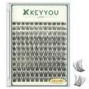 KEYYOULASH Lash Clusters Natural Wispy 144pcs Eyelash Clusters D Curl Thin Band Lashes Clusters for Beginner DIY Fluffy Eyelash Extensions at Home(KY02-8-18MIX)