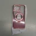 Fycyko Magnetic Case for iPhone 14 Pro Max with Holder Stand,Rhinestone Glitter Plated Bling Luxury Phone CaseCompatible with MagSafe Shockproof Kickstand Design for iPhone 14 Pro Max-Pink