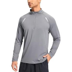 Libin Men's Running Shirts Long Sleeve Pullover Quarter Zip Athletic Workout Shirts Casual Lightweight Stretch UPF 50+ M