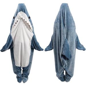 Shark Blanket Hoodie Onesie for Adult & Kid, Wearable Shark Sleeping Bag, Soft Cozy Onesie Costume M