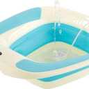 Electric Sitz Bath, Sitz Bath for Hemorrhoids, Sitz Bath for Toilet Seat, Sitz Bath for Postpartum Care, Sits Bath for Women Men Adults, Sitz Bath Soak Salts Basin, Hip Bath Bowl, Foldable, Blue