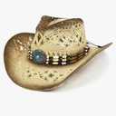 FLUFFY SENSE. Cowgirl Hats for Women Straw Cowboy Hat Western Beach Sun Hat with Shapeable Brim for Coastal Cowgirl