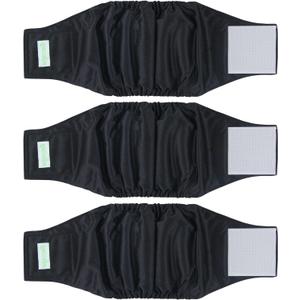 wegreeco Washable Dog Diapers - Washable Male Dog Belly Wrap - Pack of 3 - (Black,Small)
