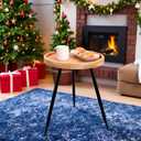 SwallowLiving Small Round End Table - Side Table with Solid Wood Top & Sturdy Metal Legs, Space-Saving Accent Table for Living Room, Bedroom, Balcony - Easy Assembly, Minimalist Modern Design