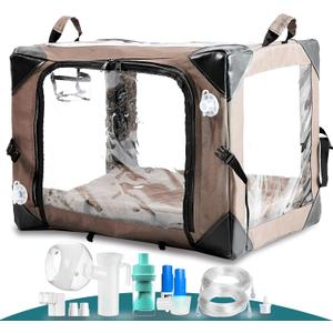 Pet Oxygen Cage for Cats and Dogs to Obtain Oxygen/Nebulizing Care, Tube Kit and Mat Included (Small - 21x16x16 Inch)