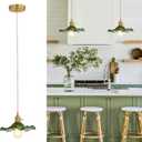 Pendant Light Fixture Glass Hanging Light Flower Light Fixture Pendant Lights Modern Lighting Bedroom Kitchen Island Hallway Bathroom Green Wave Style