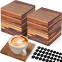 26 Pieces Unfinished Wood Coasters, 4 Inch Square Acacia Wooden Coasters for Crafts with Non-Slip Silicon Dots for DIY Stained Painting Wood Engraving Home Decoration