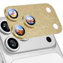 Uyiton for iPhone 17-Pro-Max Camera-Lens Protector: Bling [Not Easy to Break][Strong Adsorption][Case-Friendly] Metal Tempered Glass Rear Camera Screen Cover - Glitter Gold